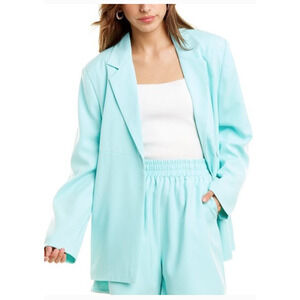 NWT Beulah‎ Style Relaxed One button Closure Blazer Jacket in Mint green-blue M